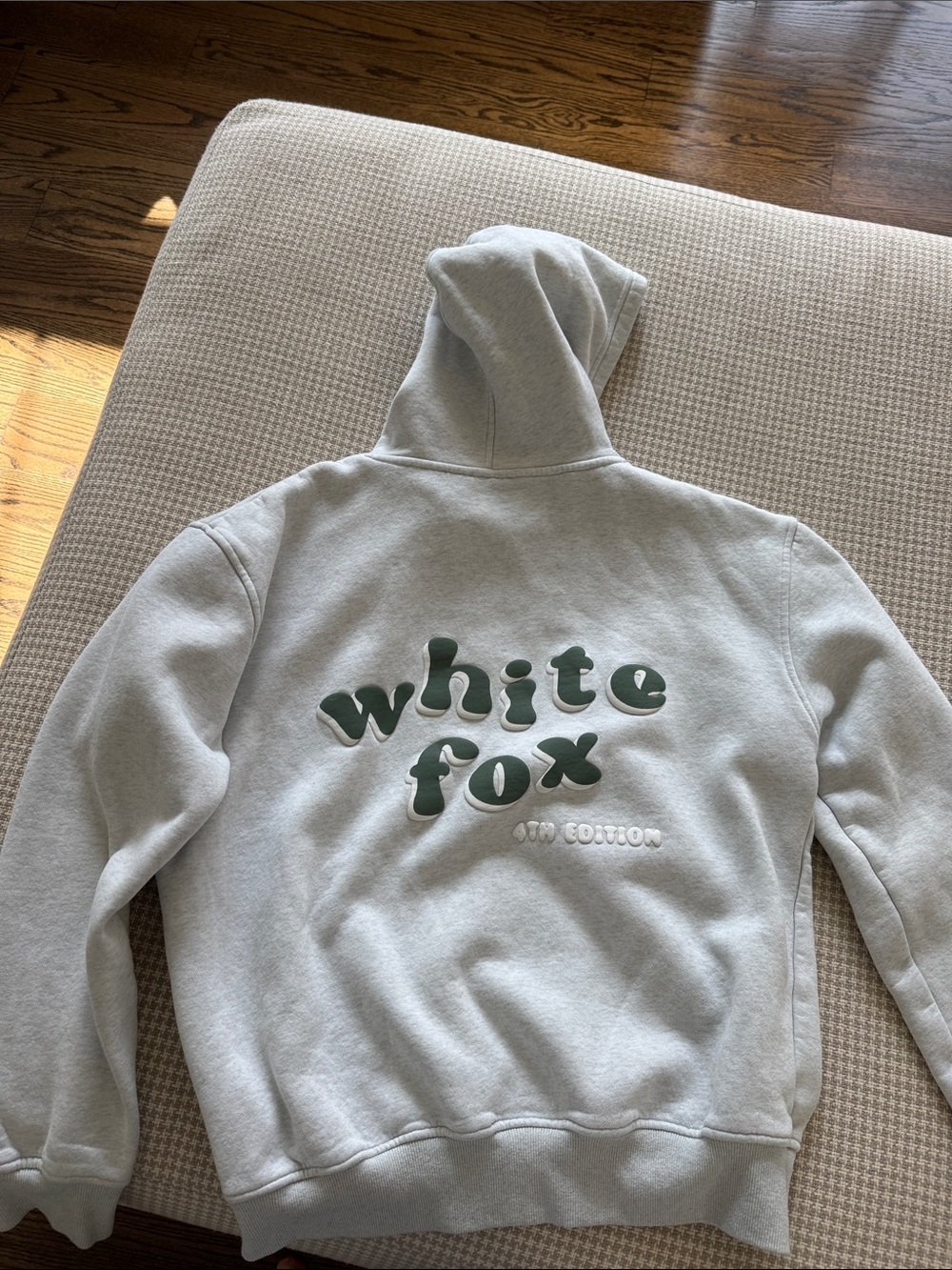 White Fox Boutique Gray Hoodie with Green Logo